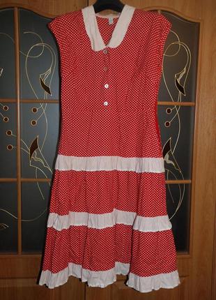 Винтажное летнее платье в горошек.2 фото