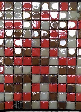 Разноцветная мозайка 31*31 см глянец структурная коричневая белая хамелеон6 фото