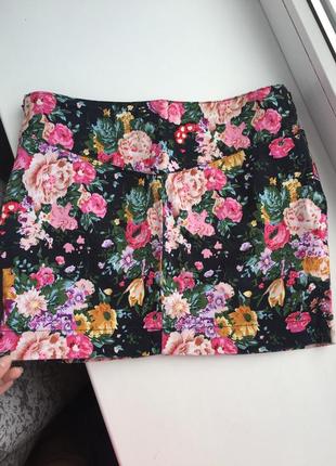Яркая юбка в цветочный принт mango xs/s2 фото
