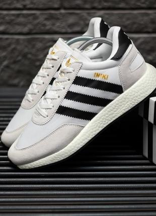 Замшеві, текстильні кросівки adidas iniki grey