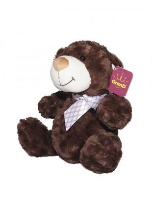 М'яка іграшка - ведмідь коричневий з бантом (33 см)