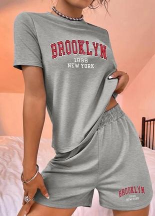 Костюм футболка + шорты с надписью brooklyn