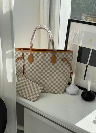 Сумка женская в стиле louis vuitton neverfull cream caramel1 фото