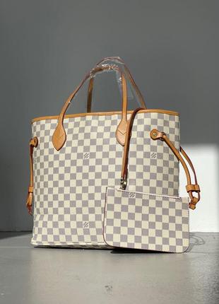 Сумка женская в стиле louis vuitton neverfull cream caramel5 фото