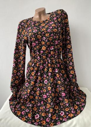 Платье ярусное с рукавами в цветочный принт сукня ярусна з рукавами в квіти h&amp;m