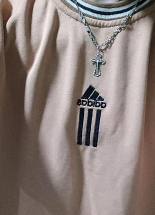 Винтажный свитшот кофта мужской adidas бежевый l