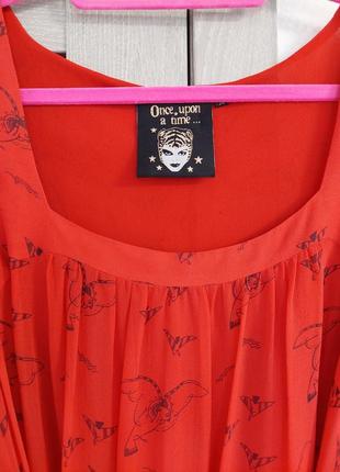 Красное шелковое эксклюзивное платье-мини📍туника📍once, upon a time( размер 38)6 фото