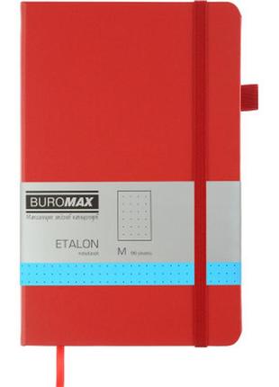Книга записная buromax etalon 125x195 мм 96 листов в точку обложка из искусственной кожи красная