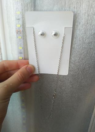 Новый,шикарный,красивый,комплект набор ожерелье серебро подвеска сережки серьги кулон4 фото