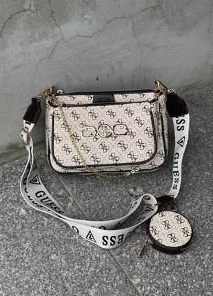 Сумка женская guess pochette multi cream