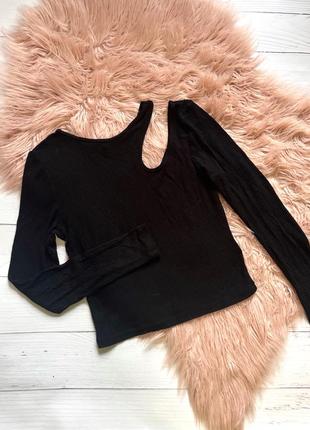 Котоновий топ в рубчик з рукавами і вирізами