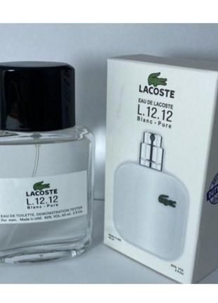 Мини-тестер duty free 60 ml lacoste eau de l.12.12 blanc pure, лакост о де лакост л 12 бланк пурпур