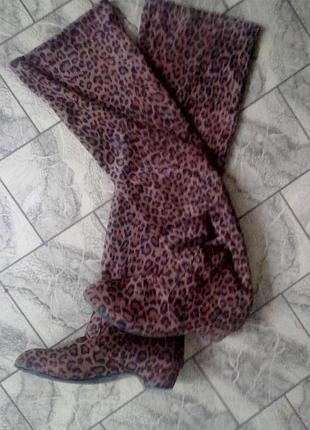 Ботфорты тканевые под леопарда летние