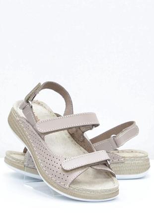 Кожаные ортопедические босоножки inblu белые, бежевые, синие натуральная кожа