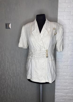 Винтажный льняной кардиган жакет пиджак