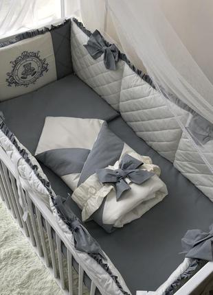 Комплект постільної білизни baby comfort royal baby сіро-молочний 8 елементів