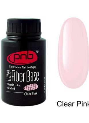 База для гель лаку pnb/base fiber clear pink 30мл., файбер база прозоро-рожева