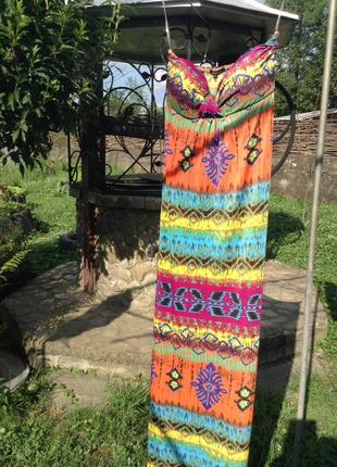 Экзотическое платье бандо этнический орнамент разноцветный узор isabel