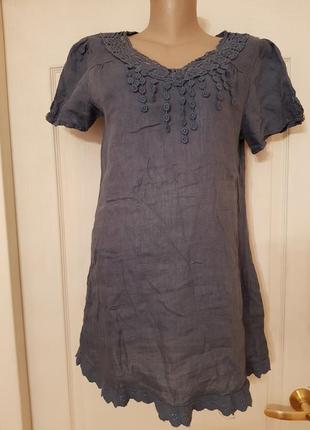 Натуральний льон! італія! незрівнянна актуальна блкза#туніка в стилі бохо