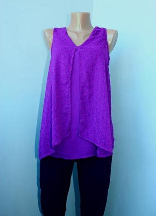 Майка топ /блуза темно-фіолетова розкльошена шиття з розпіркою, шрі-ланка, m&s, 10/38
