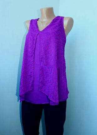 Майка топ /блуза темно-фіолетова розкльошена шиття з розпіркою, шрі-ланка, m&s, 10/383 фото