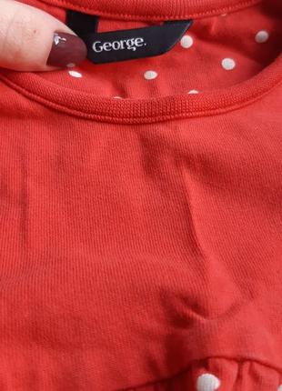 Платье для девочки красное в горошек на 2 - 3 года брендовое на длинный рукавчик3 фото