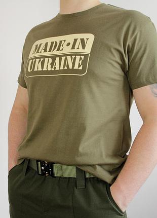 Мужская футболка хаки (l), патриотическая футболка made in ukraine, футболка "сделано в украине"4 фото