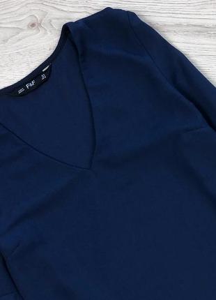 Шикарная синяя блуза/блузка с баской на рукавах f&amp;f2 фото