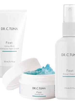 Набор для ног, крем+спрей+скраб foot care dr. tuna farmasi