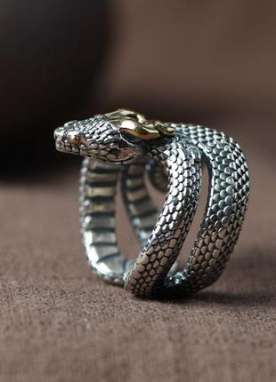 Ретро скандинавское кольцо гигантская змея jormungand - смерть и возрождение размер регулируемый3 фото