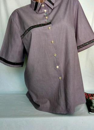 Тончайшая рубашка с вышивкой , короткий рукав р. 44-eu/xxl , от petressa германия
