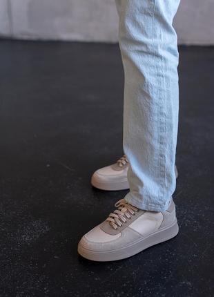 Бежевые натуральные женские кеды,36-41