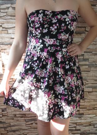 Літнє плаття-бюстьє,сарафан з красивим квітковим принтом12 розмір3 фото