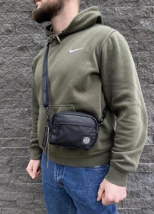 Сумка месенджер stone island black mini +подаруно
