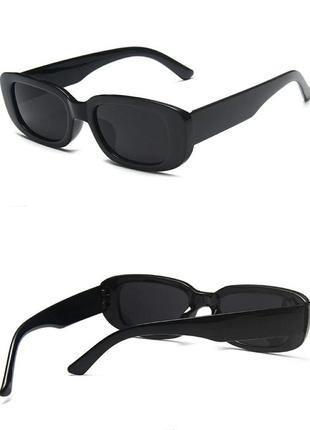 Чорні сонцезахисні окуляри черные солнцезащитные очки прямоугольные небольшие10 фото