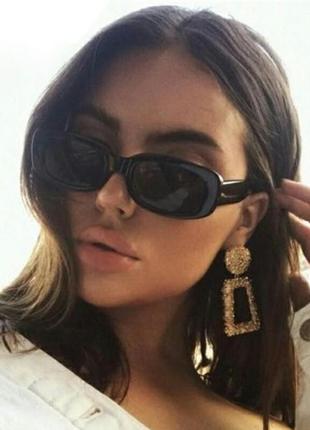 Чорні сонцезахисні окуляри черные солнцезащитные очки прямоугольные небольшие