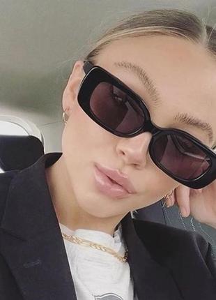 Чорні сонцезахисні окуляри черные солнцезащитные очки прямоугольные небольшие