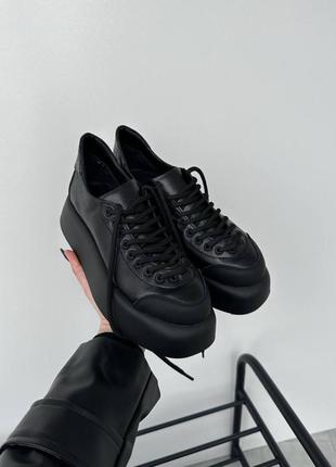Кросівки кеди шкіряні чорні5 фото