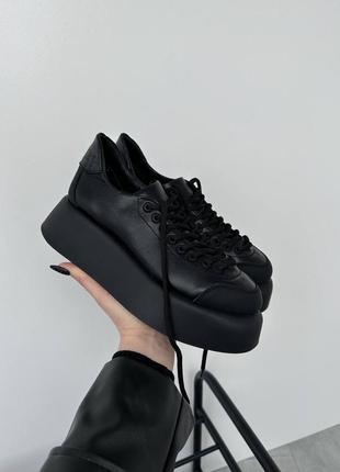 Кросівки кеди шкіряні чорні8 фото