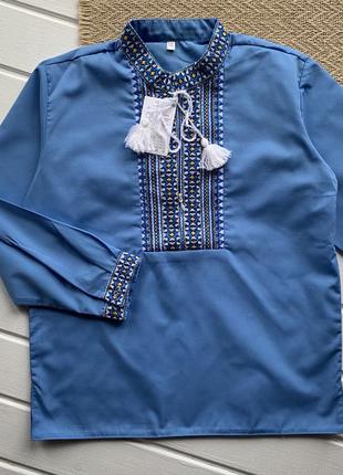 Сорочка вишиванка блакитна для хлопчика3 фото