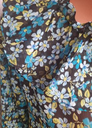 Блуза рубашка сорочка принт цветы шифон4 фото