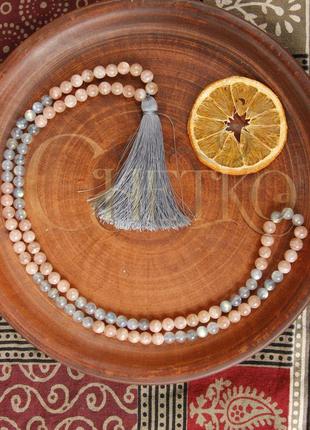 Чотки з лабрадору та сонячного каменю на 108