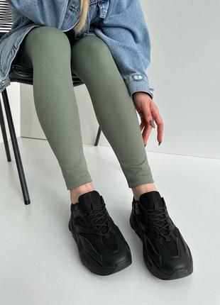 Кросівки чорні еко шкіра + текстиль3 фото