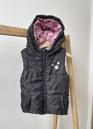 Дитяча сіра жилетка безрукавка для дівчинки з зірочками на флісі