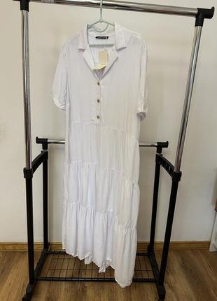Біла сукня плаття сарафан льон