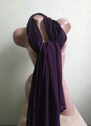 Широки шарф. кашне. палантин. темно-фиолетовый.2 фото