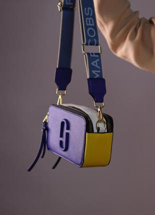 Жіноча брендова сумка marc jacobs logo blue/yellow/white