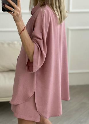 Женский костюм с рубашкой шортами на лето базовый черный серый синий зеленый голубой...