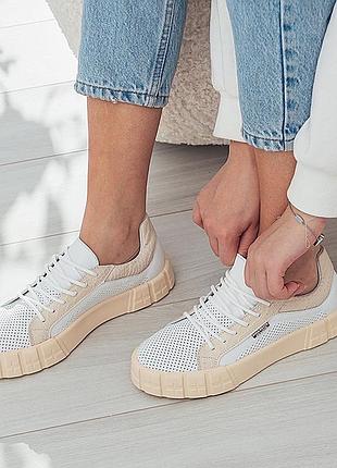 Кеды grace - 2 натуральная кожа перфорация