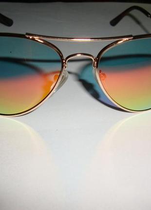 Окуляри сонцезахисні дзеркальні крапельки авіатор7 фото